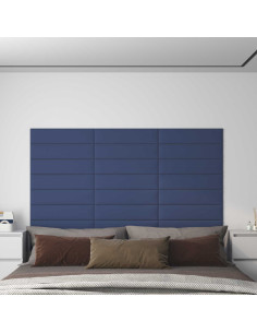 Testiera da Parete 12 pcs Blu 60 x 15 cm Tessuto