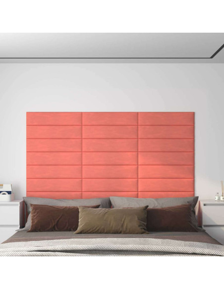 Testiera da Parete 12 pcs Rosa 60 x 15 cm Velluto