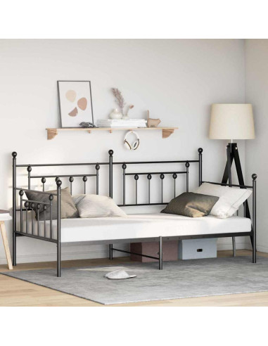 Struttura per letto di giorno Nero 107 x 203 cm Acciaio