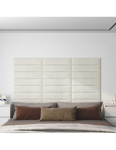 Testiera da Parete 12 pcs Crema 60 x 15 cm Velluto