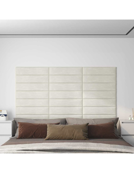 Testiera da Parete 12 pcs Crema 60 x 15 cm Velluto