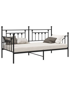 Struttura per letto di giorno Nero 107 x 203 cm Acciaio 2