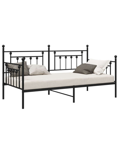 Struttura per letto di giorno Nero 107 x 203 cm Acciaio