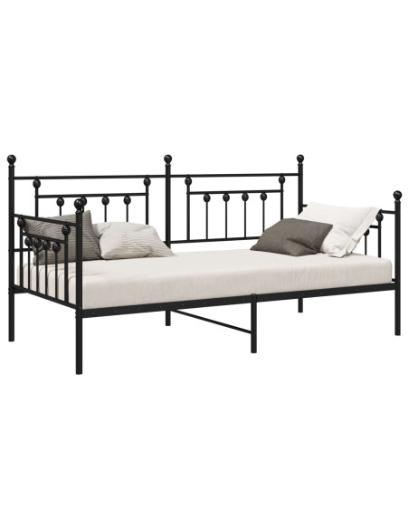 Struttura per letto di giorno Nero 107 x 203 cm Acciaio