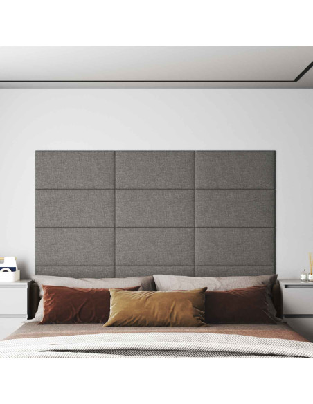 Testiera da Parete 12 pcs Grigio chiaro 60 x 30 cm Tessuto