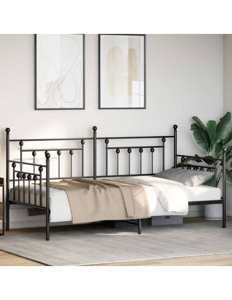 Struttura per letto di giorno Nero 107 x 203 cm Acciaio