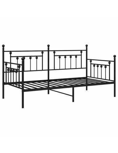 Struttura per letto di giorno Nero 107 x 203 cm Acciaio