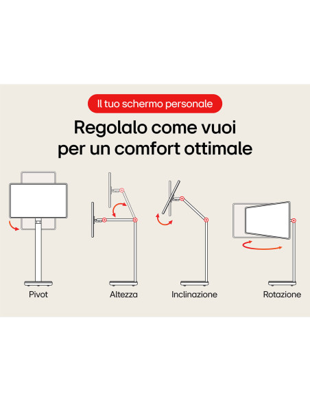 LG Swing 32U889SA Schermo Personale 32" 4K Touch, base con rotelle, webOS