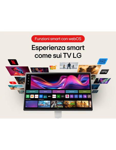 LG Swing 32U889SA Schermo Personale 32" 4K Touch, base con rotelle, webOS
