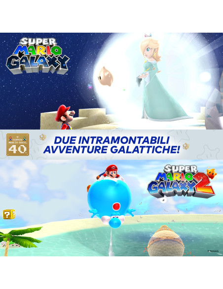 Nintendo Super Mario Galaxy + Super Mario Galaxy 2 Tedesca, DUT, Inglese, ESP, Francese, ITA, Giapponese, Coreano, Portoghese Ni
