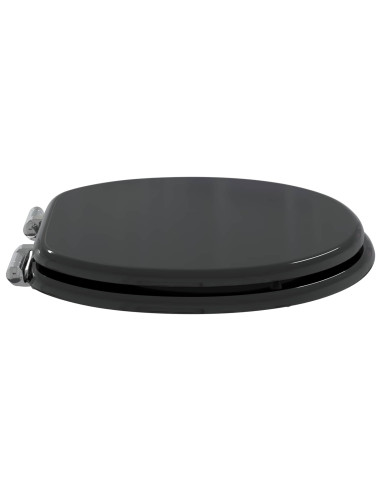 Sedile del WC 2 pcs Nero 44 x 38 cm Pannello MDF