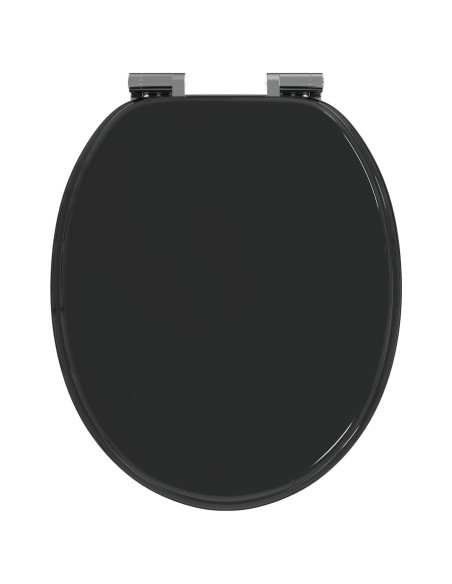 Sedile del WC 2 pcs Nero 44 x 38 cm Pannello MDF