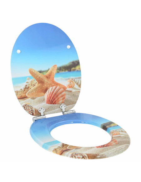 Sedile del WC 2 pcs Conchiglia di mare 44 x 38 cm Pannello MDF