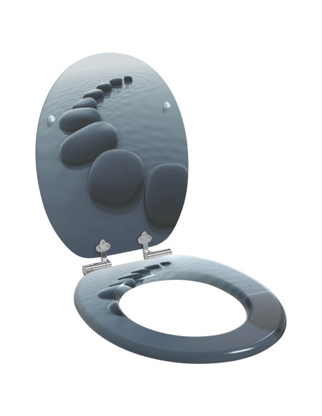 Sedile del WC 2 pcs Grigio 44 x 38 cm Pannello MDF