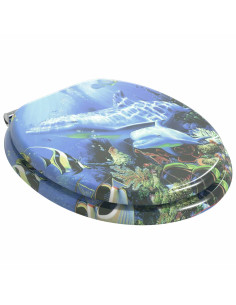 Sedile del WC Blu 44 x 38 cm Pannello MDF 2