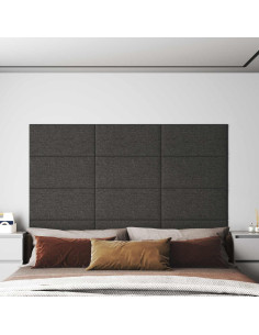 Testiera da Parete 12 pcs Grigio scuro 60 x 30 cm Tessuto