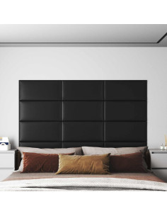 Testiera da Parete 12 pcs Nero 60 x 30 cm Tessuto