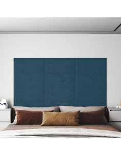 Testiera da Parete 12 pcs Blu 60 x 30 cm Velluto