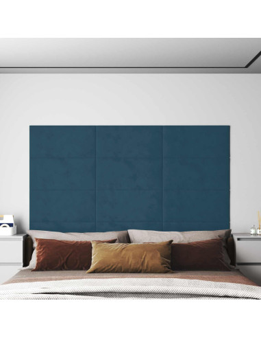 Testiera da Parete 12 pcs Blu 60 x 30 cm Velluto