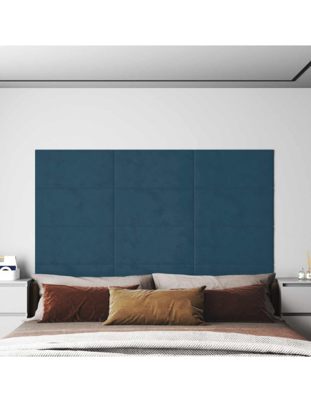 Testiera da Parete 12 pcs Blu 60 x 30 cm Velluto