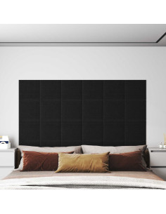 Testiera da Parete 12 pcs Nero 30 x 30 cm Tessuto