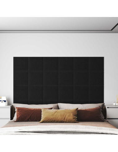 Testiera da Parete 12 pcs Nero 30 x 30 cm Tessuto