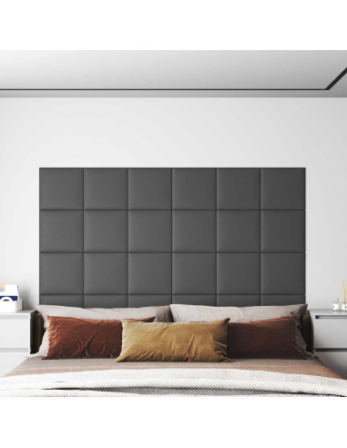 Testiera da Parete 12 pcs Grigio 30 x 30 cm Tessuto