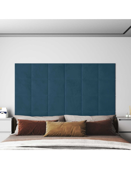 Testiera da Parete 12 pcs Blu 30 x 30 cm Velluto