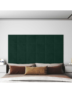 Testiera da Parete 12 pcs Verde Scuro 30 x 30 cm Velluto