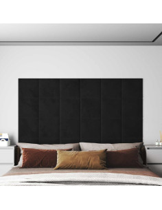 Testiera da Parete 12 pcs Nero 30 x 30 cm Velluto