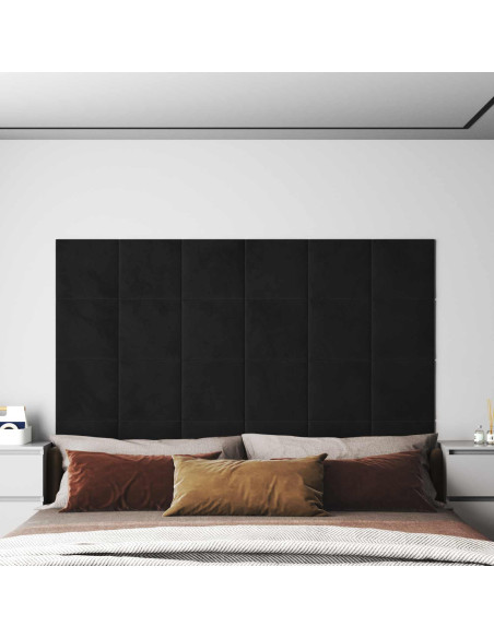 Testiera da Parete 12 pcs Nero 30 x 30 cm Velluto