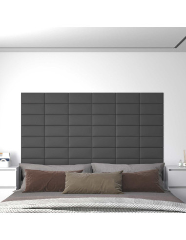 Testiera da Parete 12 pcs Grigio 30 x 15 cm Tessuto