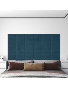 Testiera da Parete 12 pcs Blu 30 x 15 cm Velluto