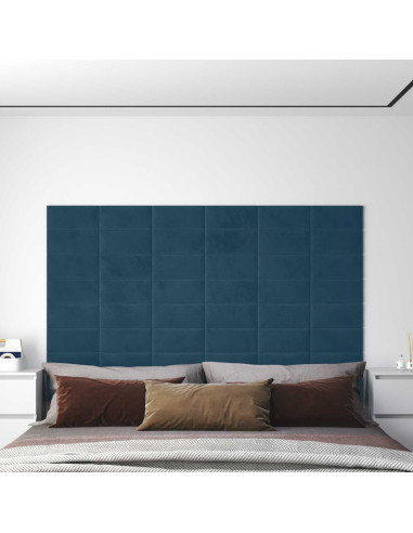 Testiera da Parete 12 pcs Blu 30 x 15 cm Velluto