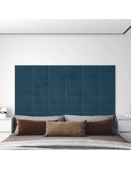 Testiera da Parete 12 pcs Blu 30 x 15 cm Velluto