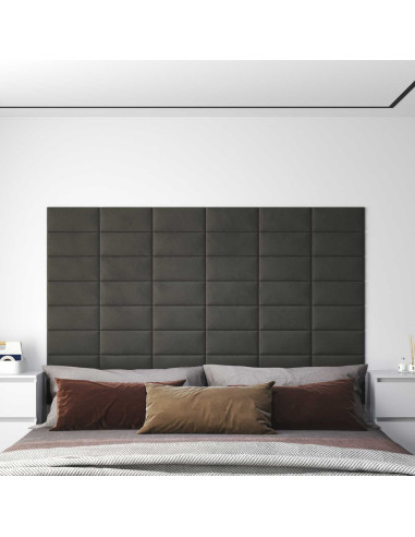 Testiera da Parete 12 pcs Grigio scuro 30 x 15 cm Velluto