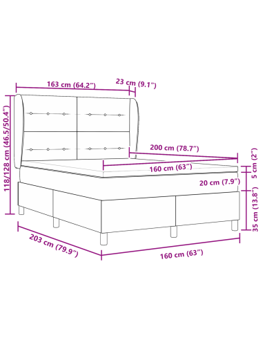 Letto a molle con materasso Talpa 160 x 200 cm Tessuto