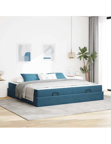 Struttura letto con materasso con materasso 2 pcs Blu Velluto