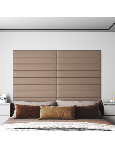 Testiera da Parete 12 pcs Cappuccino 90 x 15 cm Tessuto