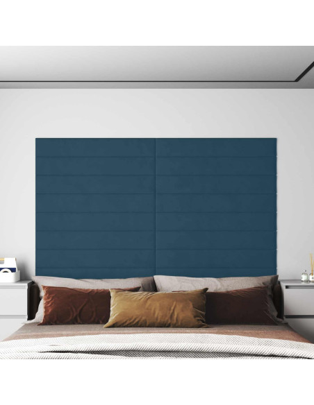 Testiera da Parete 12 pcs Blu 90 x 15 cm Velluto