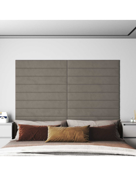 Testiera da Parete 12 pcs Grigio chiaro 90 x 15 cm Velluto