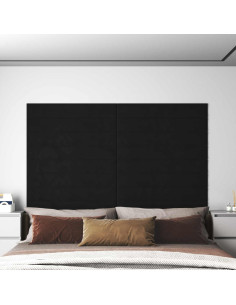 Testiera da Parete 12 pcs Nero 90 x 15 cm Velluto