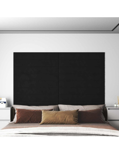 Testiera da Parete 12 pcs Nero 90 x 15 cm Velluto