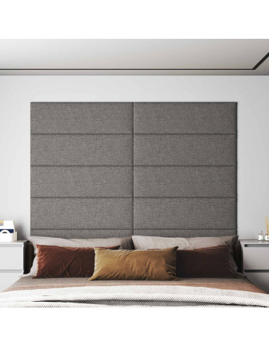 Testiera da Parete 12 pcs Grigio chiaro 90 x 30 cm Tessuto