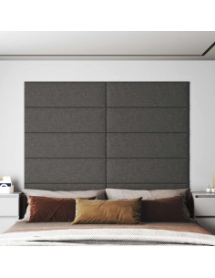 Testiera da Parete 12 pcs Grigio scuro 90 x 30 cm Tessuto