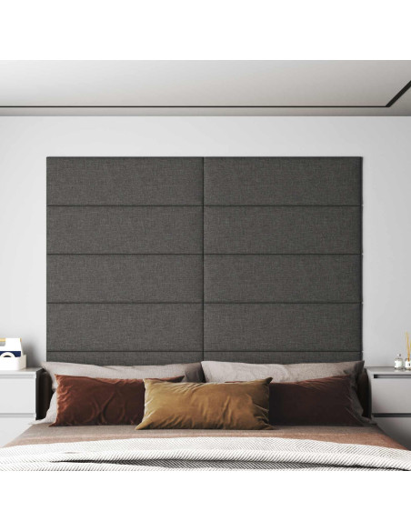 Testiera da Parete 12 pcs Grigio scuro 90 x 30 cm Tessuto