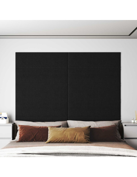 Testiera da Parete 12 pcs Nero 90 x 30 cm Tessuto
