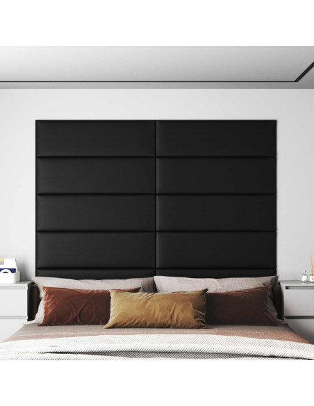 Testiera da Parete 12 pcs Nero 90 x 30 cm Tessuto