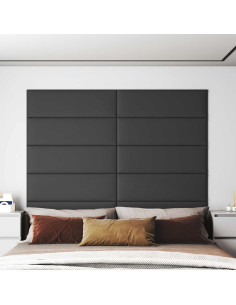 Testiera da Parete 12 pcs Grigio 90 x 30 cm Tessuto