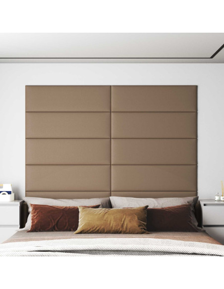 Testiera da Parete 12 pcs Cappuccino 90 x 30 cm Tessuto